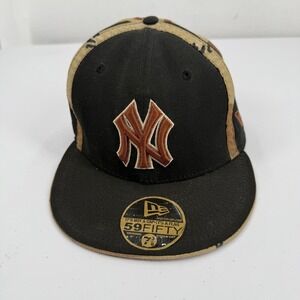 New Era 59FIFTY New York Yankees Hat 7 3/8 Black Desert Camo Stripe Fitted Cap